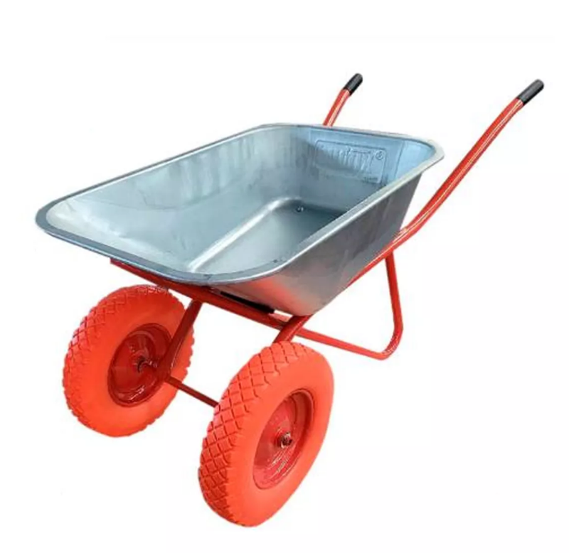 Тачка садово-будівельна 2 колісна 90л оцинкована помаранчеве коле: цена ...