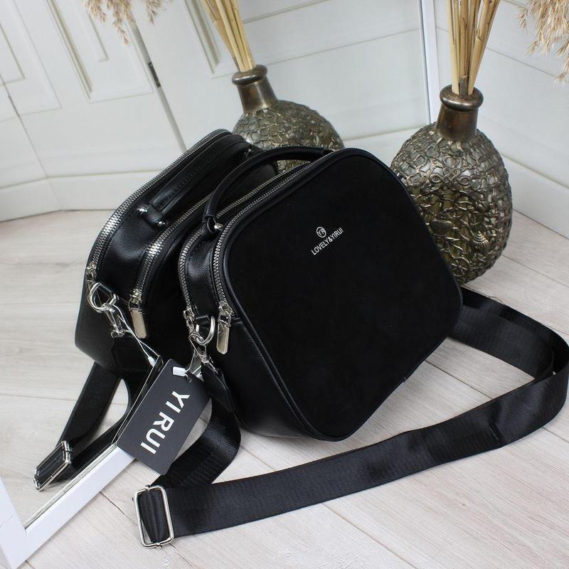 Сумка клатч кросс-боди замшевая сумочка женская черная: цена 850 грн ...