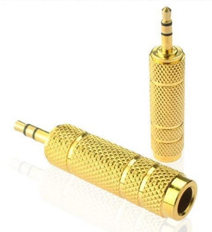 Переходник Jack 3.5 (папа)/Jack 6.3 (мама) Stereo, Gold, метал...: цена ...