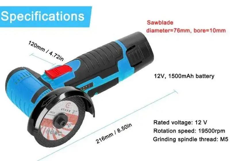 Міні Болгарка Акумуляторна кутова шліфувальна машина 12 V — 2 ...: цена ...