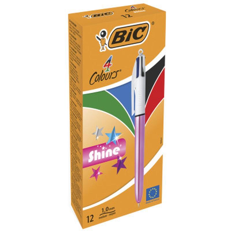Ручка масляная bic 4 in 1 colours shine pink розовая (bc982875): цена ...