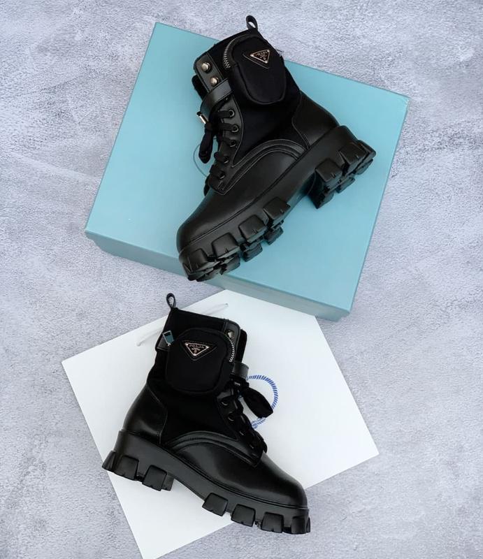 prada ankle pouch combat boots