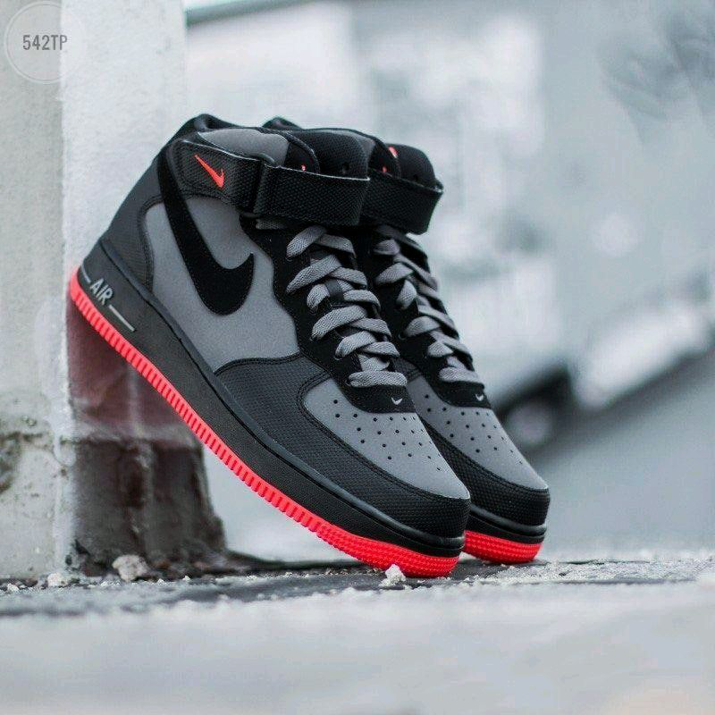 air force dark grey and red