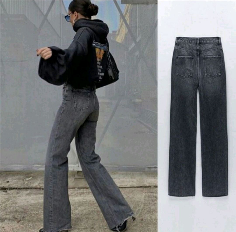 zara 90s full length jeans sentinel black