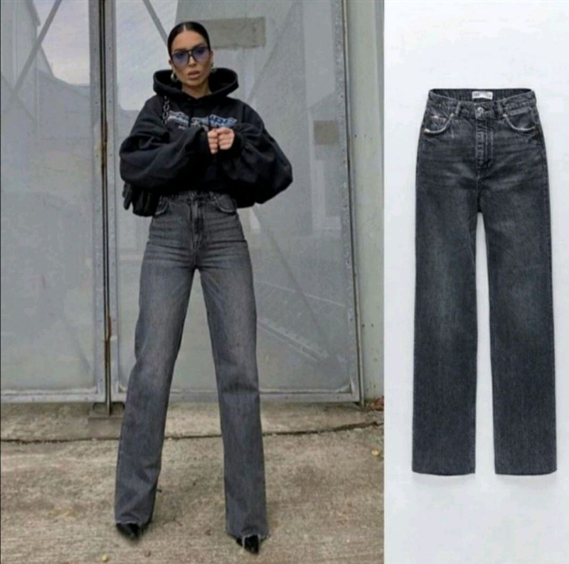 zara 90s full length jeans sentinel black