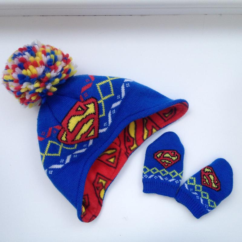 Комплект шапка+рукавички superman