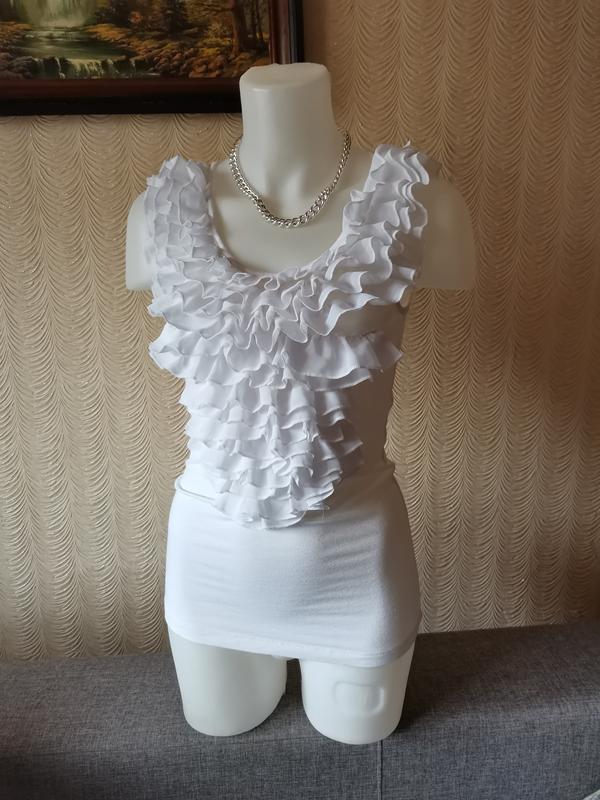 Майка рюши воланы вискоза белая майка алкоголичка