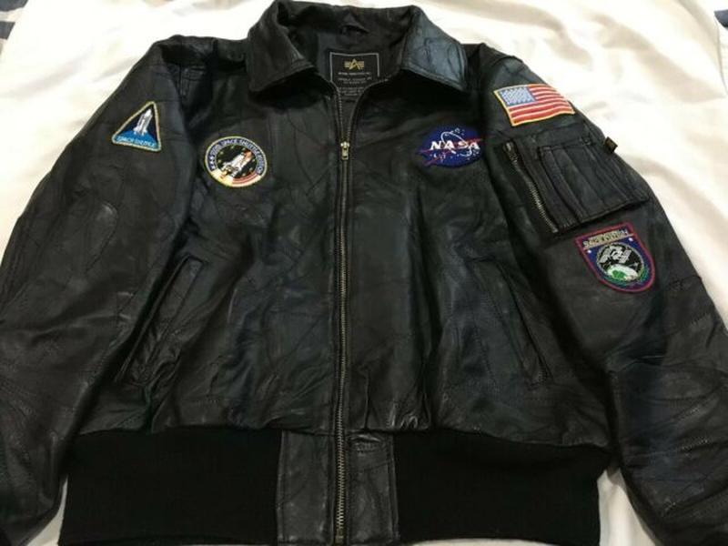 nasa leather bomber jacket