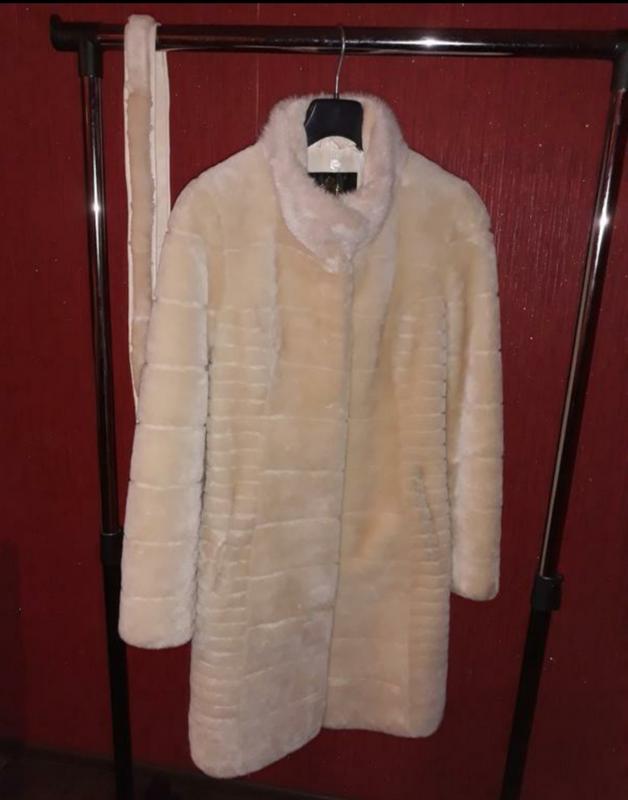 Шуба натуральная мутон + норка