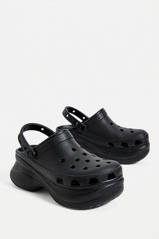 black platform bae crocs