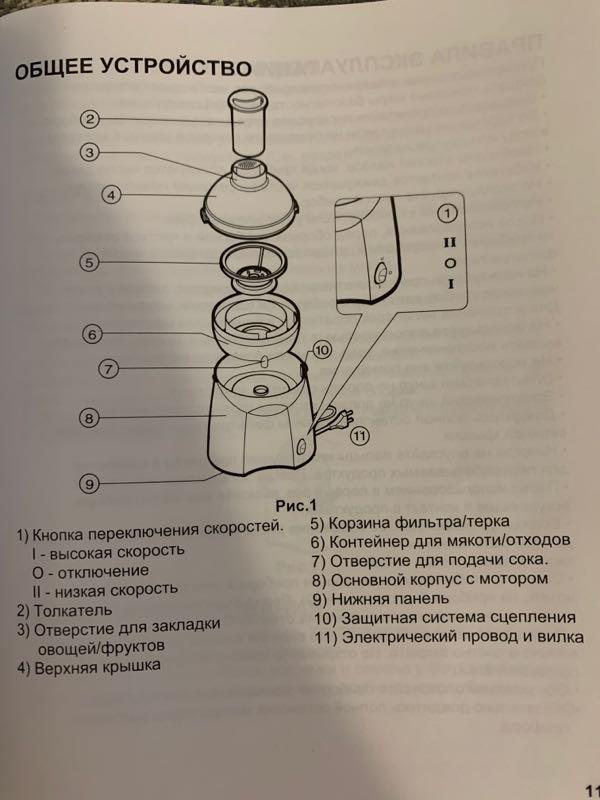 Схема центробежной соковыжималки