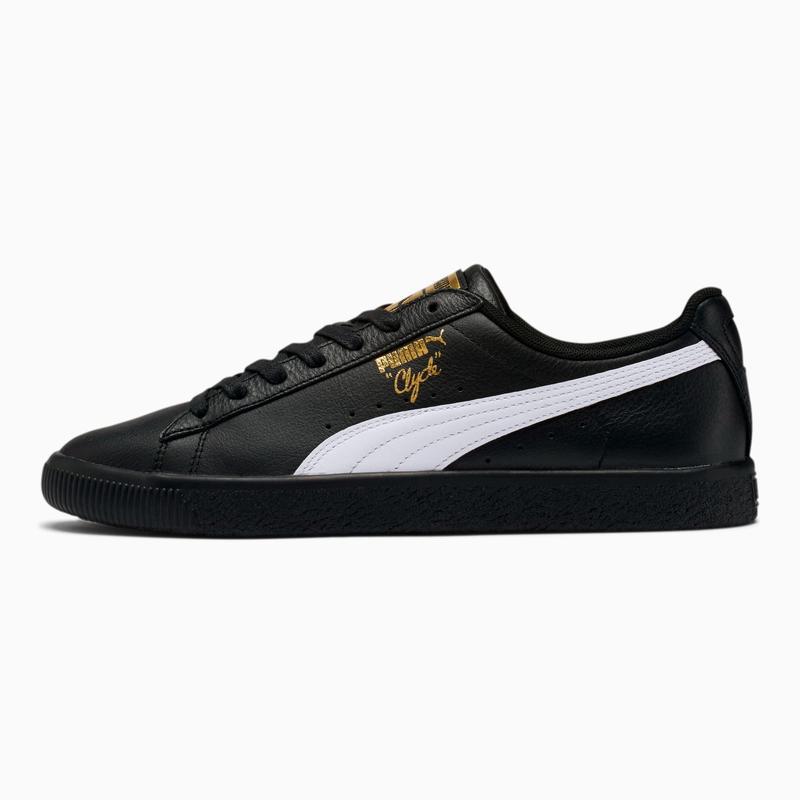 Puma clyde black leather sale