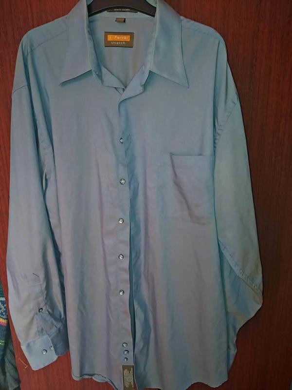 Рубашка мужская 54 серо-голубая с отливом