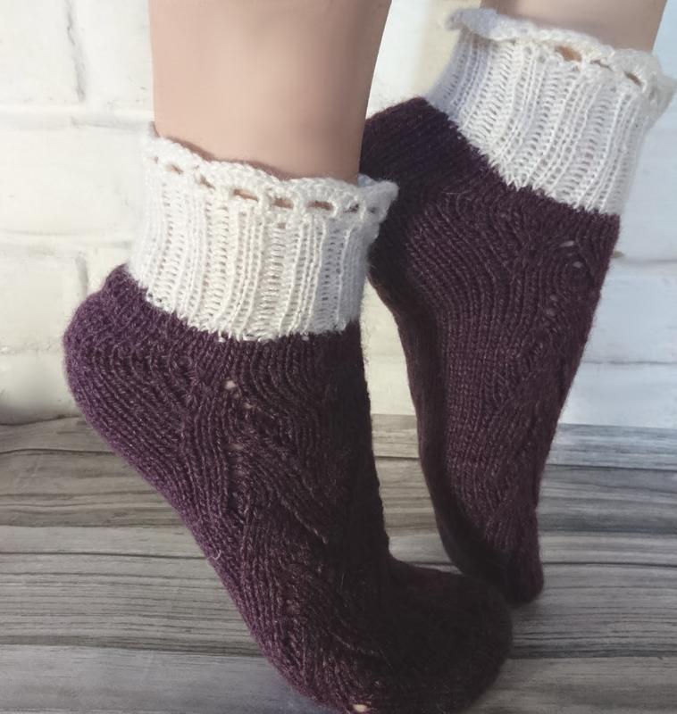 Ажурные носки - вязаные носочки для дома - красивые носки в по...