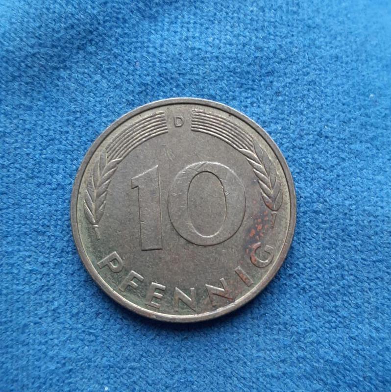 Монета Германия 10 пфеннига, 1992 года, Отметка монетного двор...
