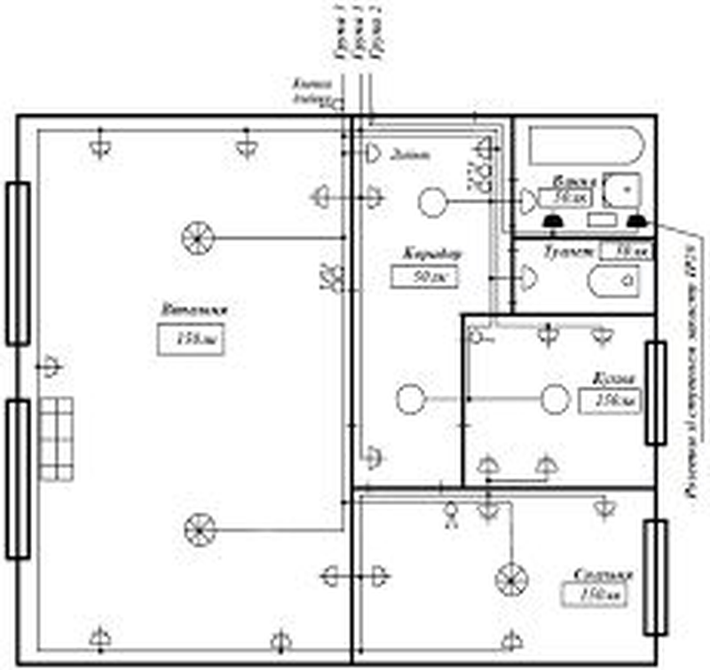 Электропроводка в жилом помещении. Разводка электропроводки в 3 комнатной квартире схема. Схема разводки электропроводки в квартире 2 комнаты в панельном доме. Схема электропроводки 1 комнатной квартиры панельного дома. Схема разводки электропроводки в квартире 3 комнаты панельный.