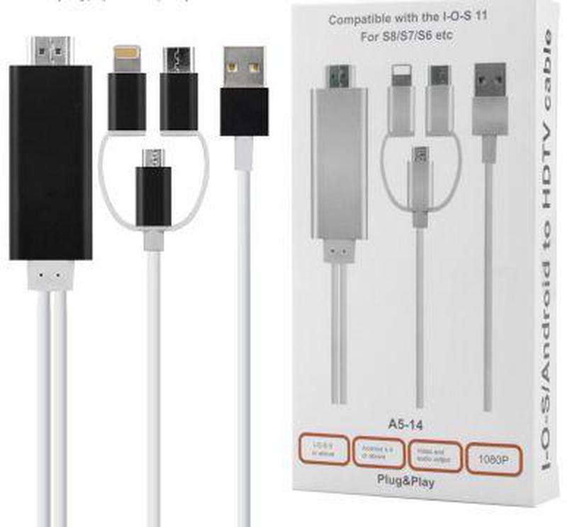 Медиаплеер 3в1 для Android/IOS->HDMI адроид/айфон USB Wire mir...