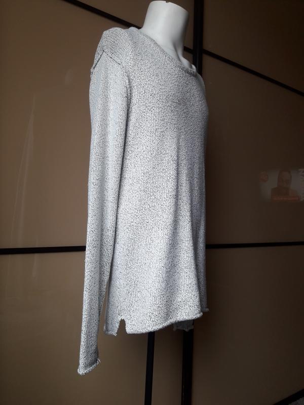 Кардиган свитер джемпер из трикотажа миланжевый серый/черный/б...
