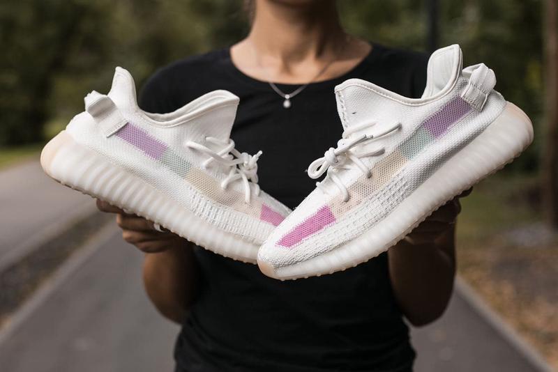 white rainbow yeezys