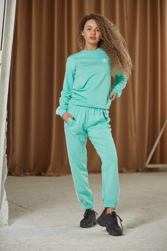 Женский спортивный костюм Adidas мятный цвет: свитшот-штаны (2...