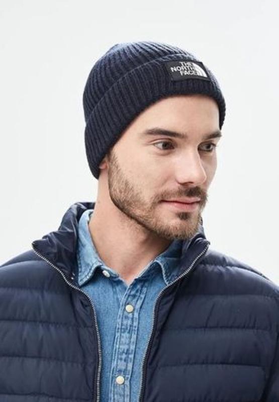 north face logo box beanie