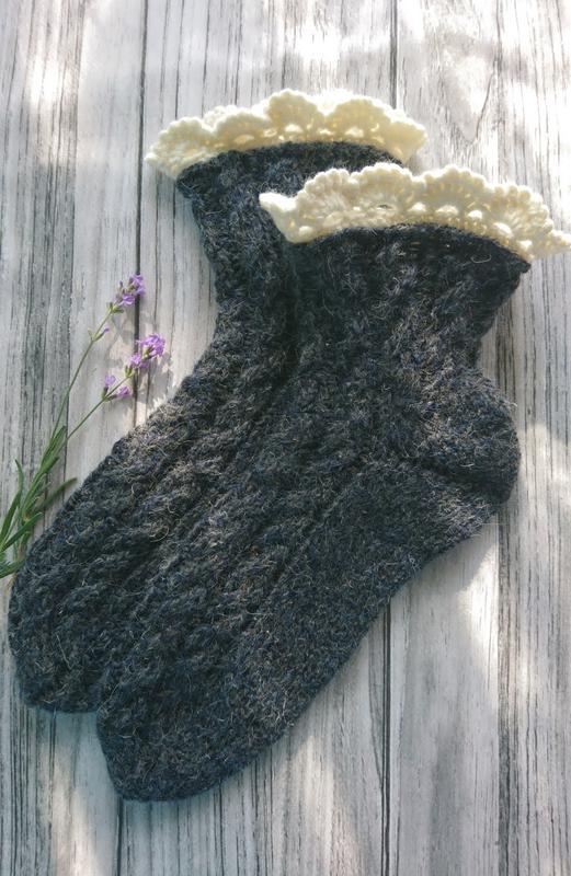 Шерстяные носки с ажурной оборкой - Идея для Подарка