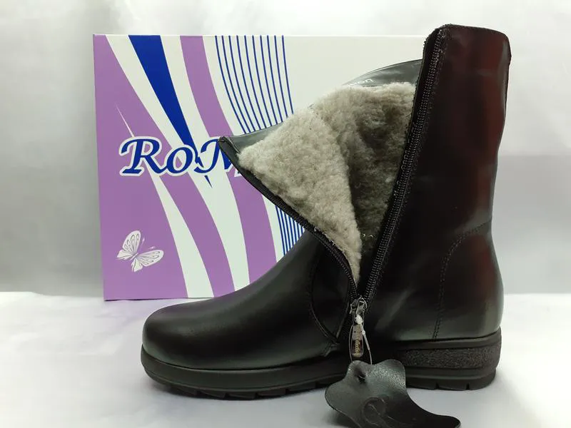Распродажа!комфортные зимние кожаные ботинки на танкетке romax