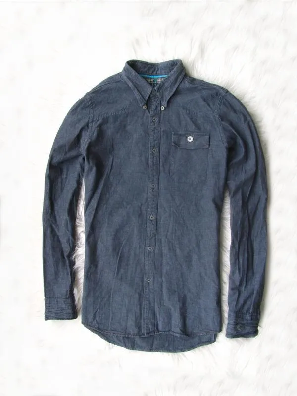 Качественная джинсовая рубашка с длинным рукавом cast iron