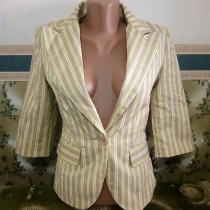 Женский пиджак жакет жіночий в вертикальную полоску піджак