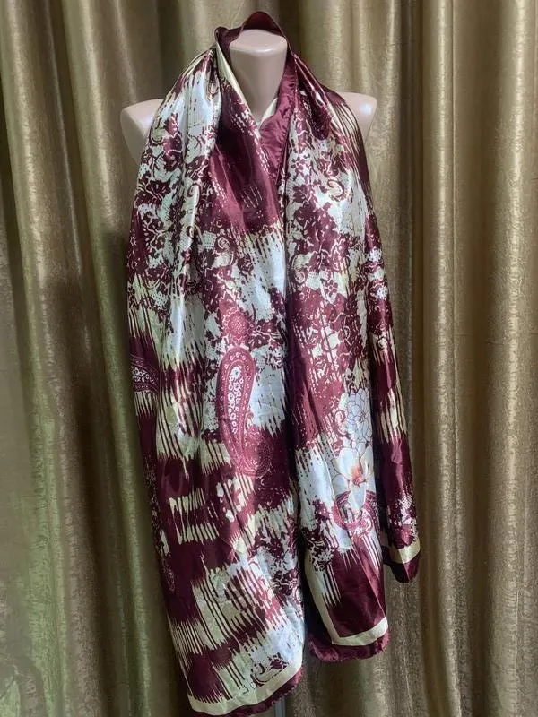 Палантин шарф шарфик цвета марсала принт турецкий огурец
