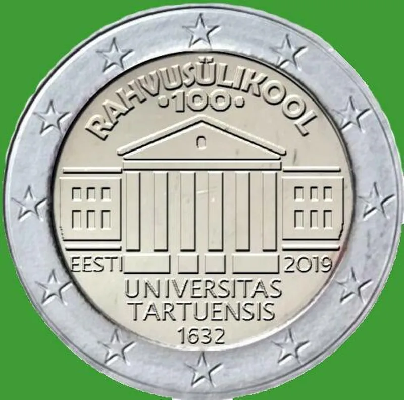 Монета Эстония 2 евро 2019 г 100-летие перевода обучения на эс...