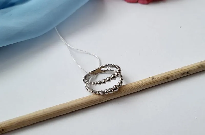 Серебряное кольцо двойное 17 размер  арт 910