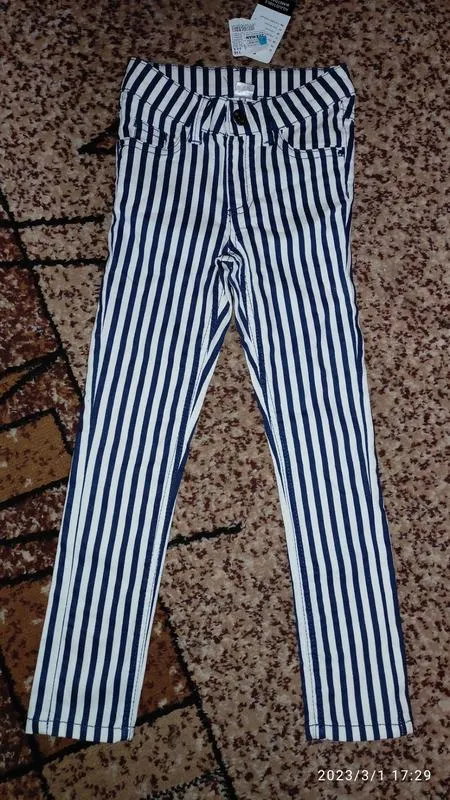 Брюки, джинсы, штаны в сине-белую полоску zeeman