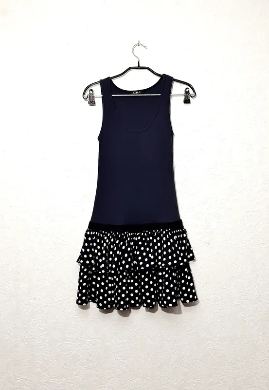 SABRA плаття синій верх трикотажний+низ чорно-білий на дівчинку