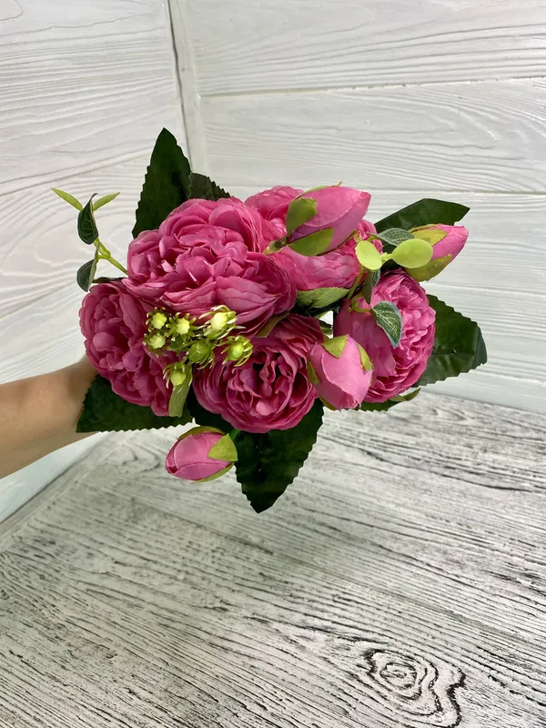Букет искусственных цветов пионы ярко - розовые 30 см