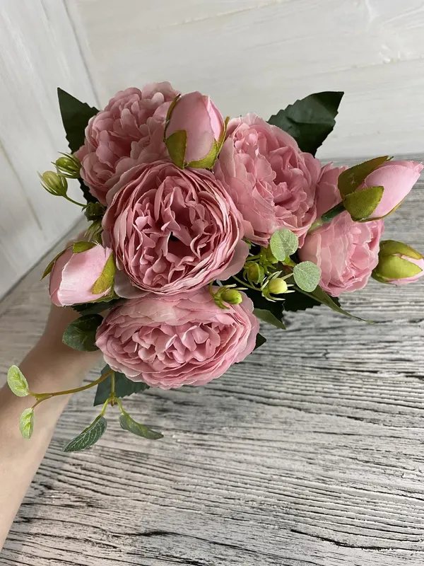 Букет искусственных цветов пионы розовые 30 см
