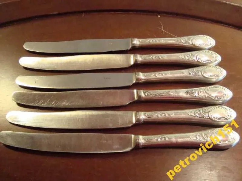 Ножи столовые - 24,5 см набор 6 шт мельхиор ссср серебрение №29