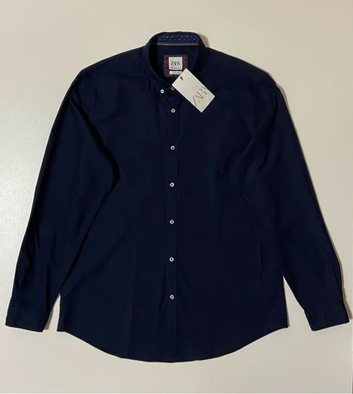 Zara Мужская рубашка длинным xl zara зара летняя синяя