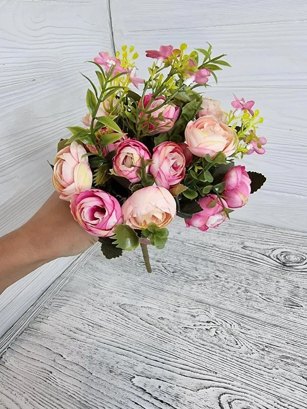Букет искусственных цветов пионовидная роза разноцветный розов...