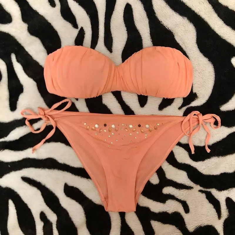 Оранжево-розовый купальник