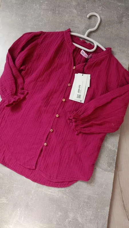 Малиновая блуза, рубашка муслиновая для девочки zara