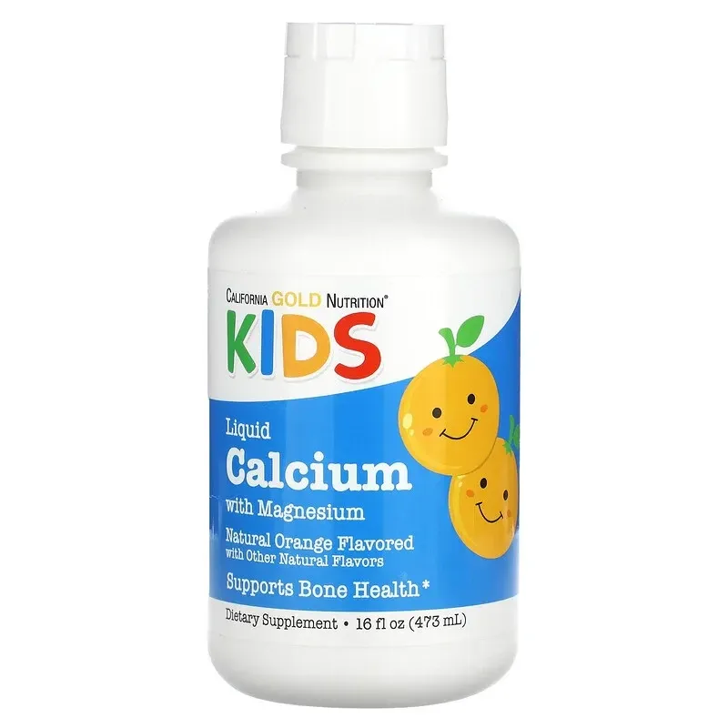 California Gold Nutrition, жидкий кальций с магнием для детей,...