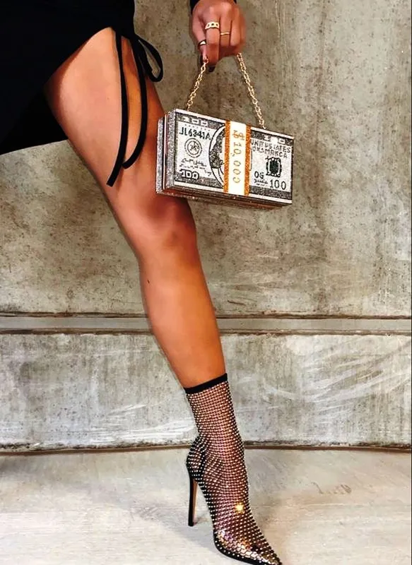 Красивая сумочка со стразами доллар, клатч доллар, сумка доллар