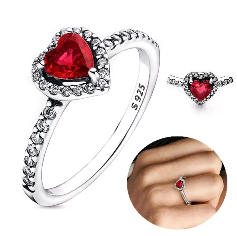 Кольцо Пандора с красным сердечком,16 размер