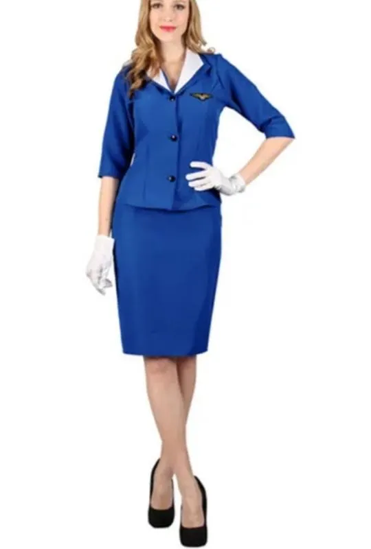 Женский карнавальный костюм стюардесса пиджак и юбка