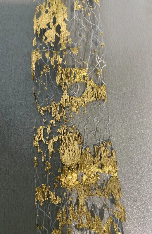 Фольга на сітці для нігтів декоративна золото на білому