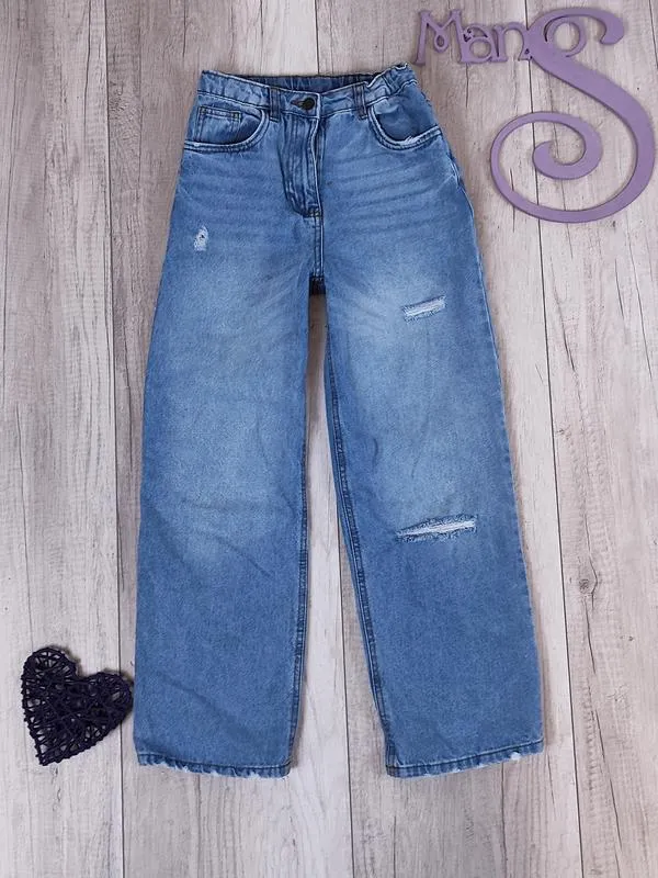 Широкие джинсы для девочки destination голубые размер 152