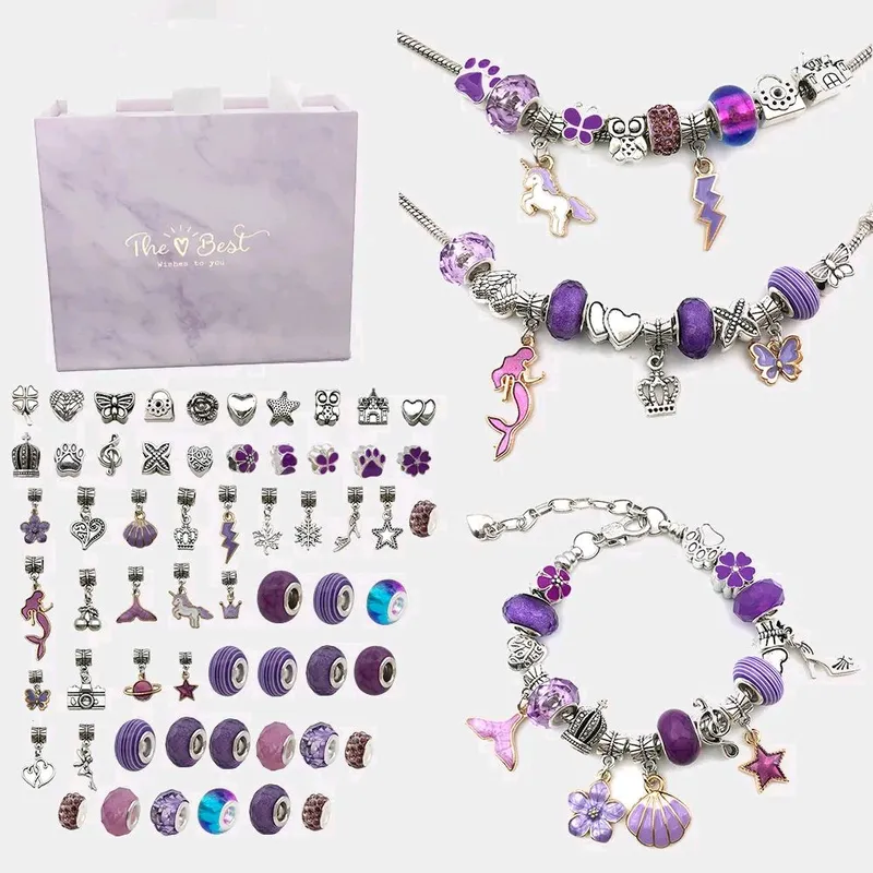 Детский набор для создания браслетов/фиолетовый цвет.