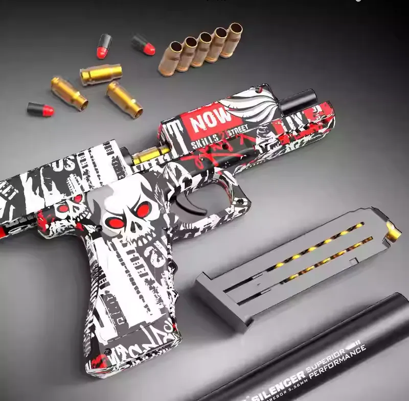 Игрушечный пластиковый автоматический пистолет Глок графити ст...