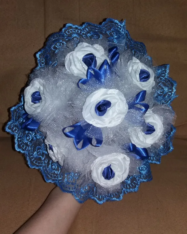 Свадебный синий букет-дублёр невесты